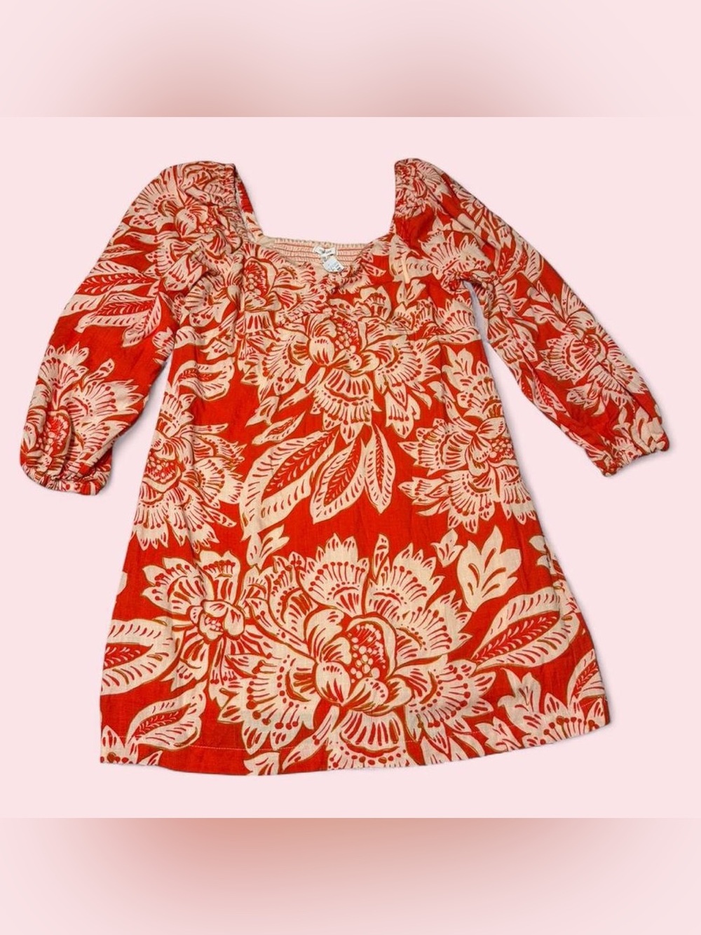 Maurices Red Floral Mini Dress with Cream Print